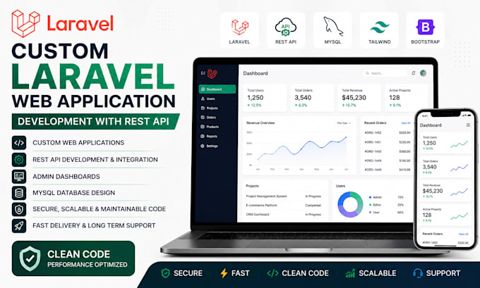 build custom laravel web application with rest api