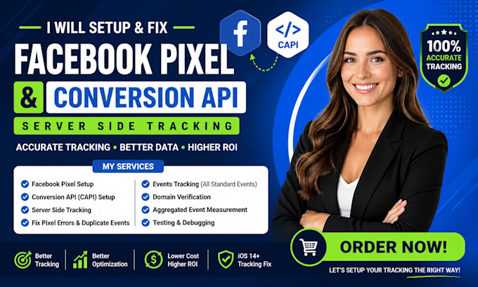 setup and fix facebook pixel tracking ads account capi conversion API properly