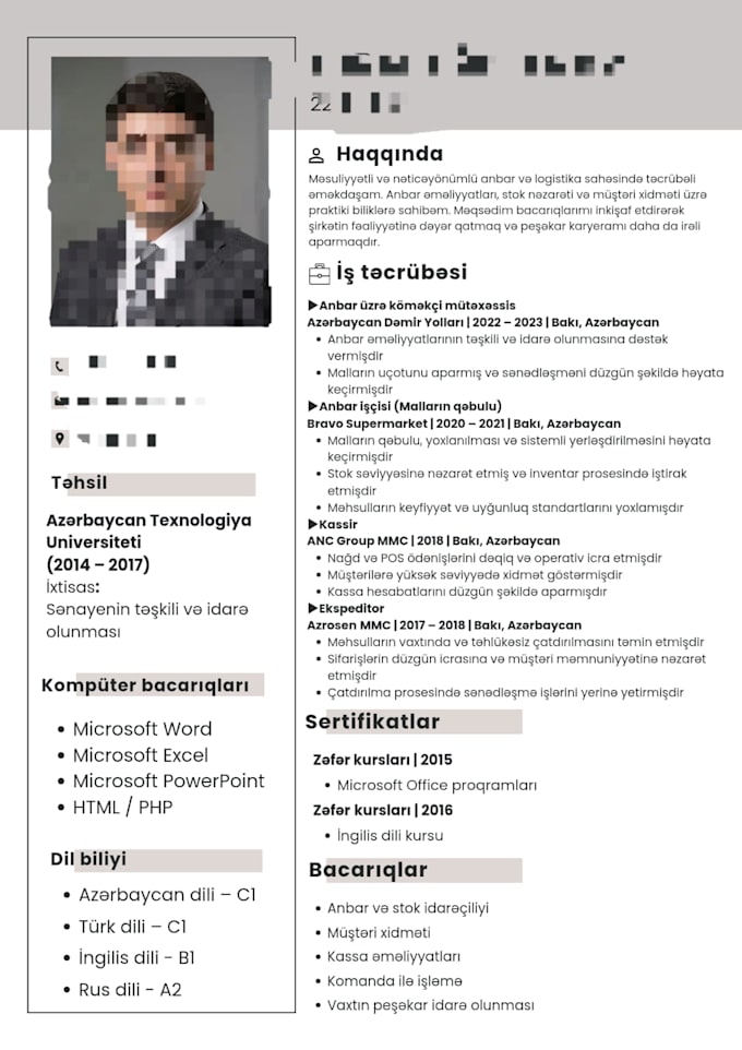 design a professional modern CV resume