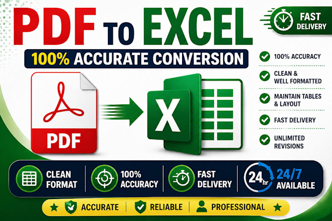 convert PDF to excel accurately with clean formatting discount for first 10