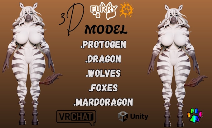 create vrchat avatar, 3d vtuber model, 3d fursona , furry avatar, vseeface, vrm
