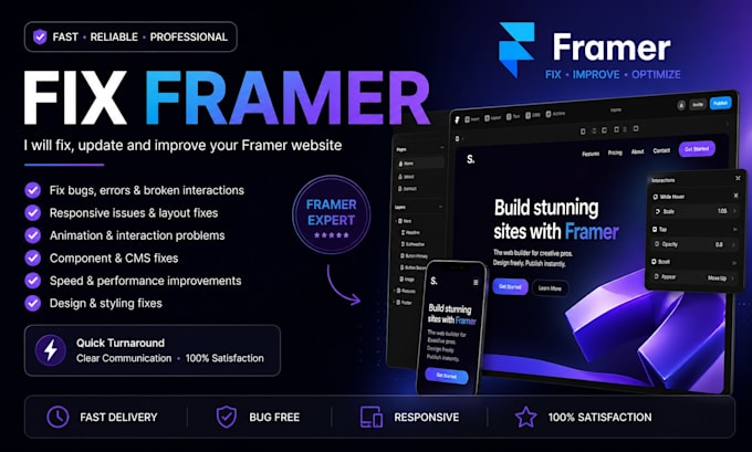 framer website, fix framer website, framer framer website design developer