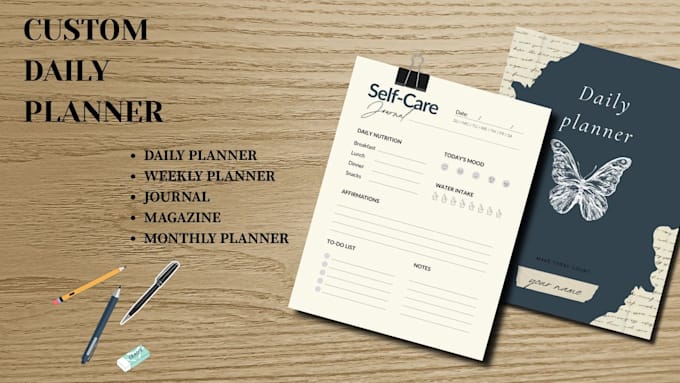 design daily, weekly, monthly planner and journal