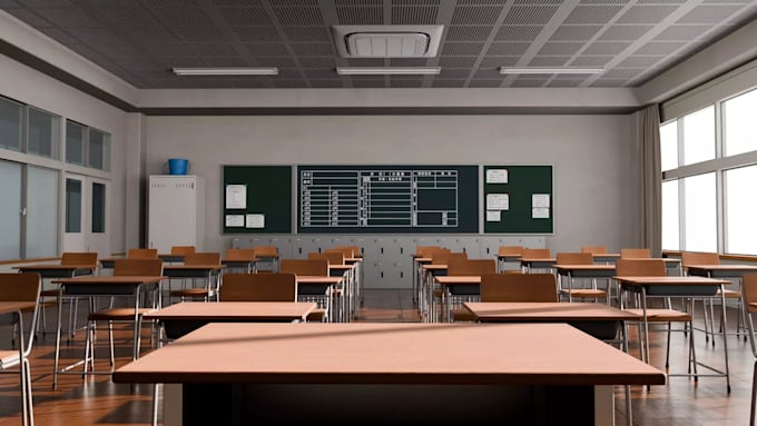 School interior design classroom render public library 2d floor plan by ...