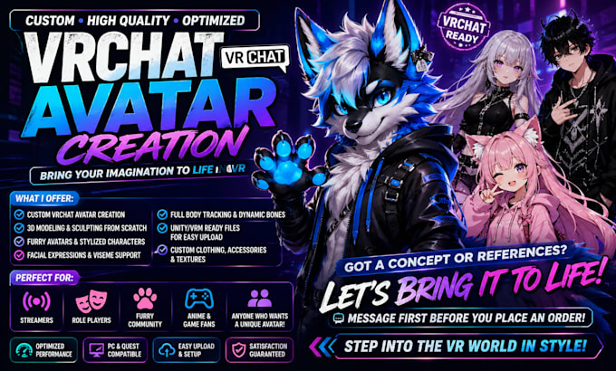 edit or create custom vrchat avatar for pc and quest convert or rig 3d model