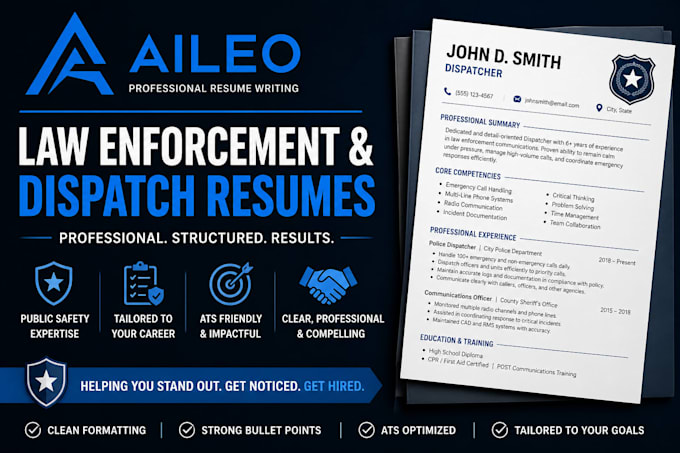 write a professional law enforcement or dispatch resume