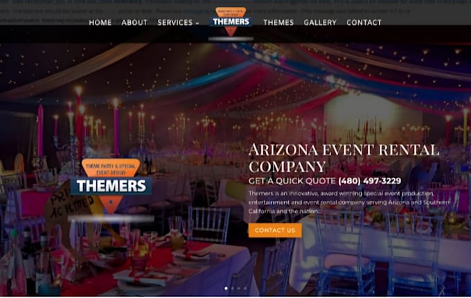 design squarespace event rental website party planner website catering website