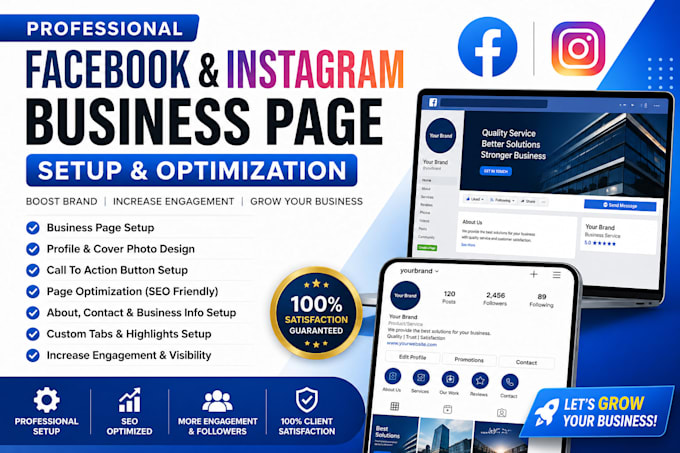 do facebook and instagram business page setup and full optimization