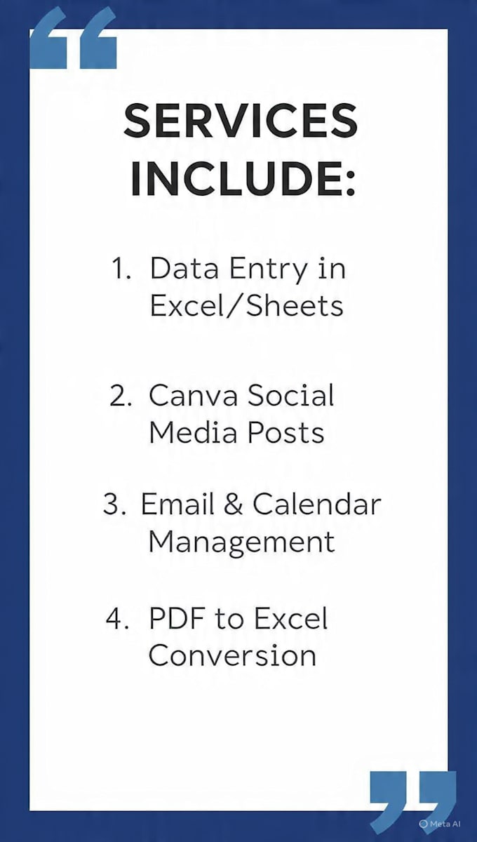 data entry, canva design, and virtual assistant services