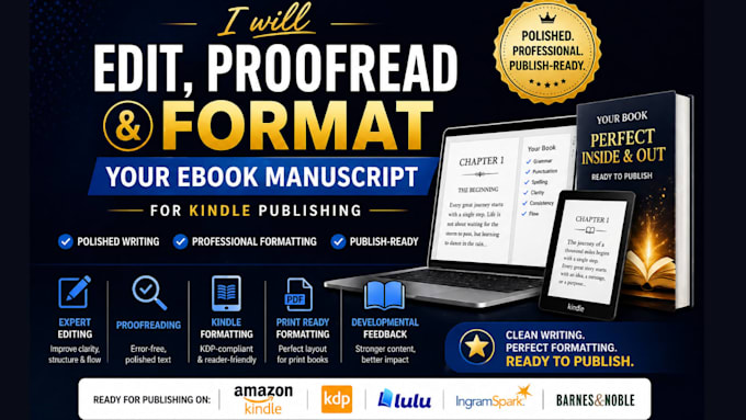 edit, proofread and format ebook manuscript for ingramspark or amazon KDP