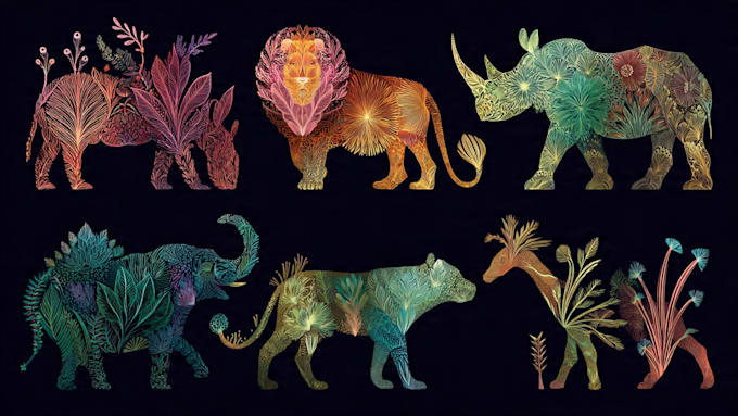 draw an animal and botanical illustration