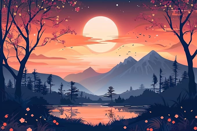 draw professional vector landscape illustration