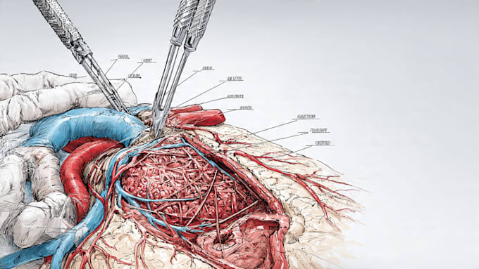 draw a surgical procedure or anatomical illustration