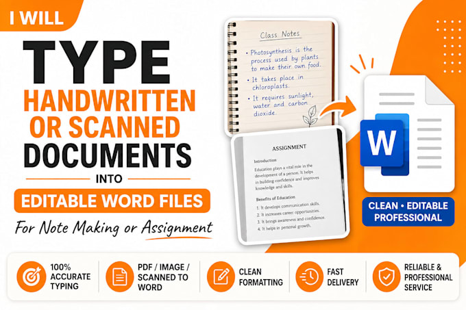 do typing handwritten or scanned document professionally