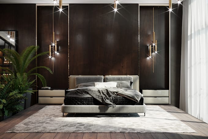 design a stunning bedroom interior with realistic 3d renderings