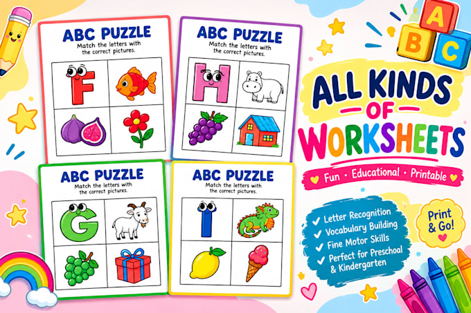 design printable kindergarten worksheets for kids