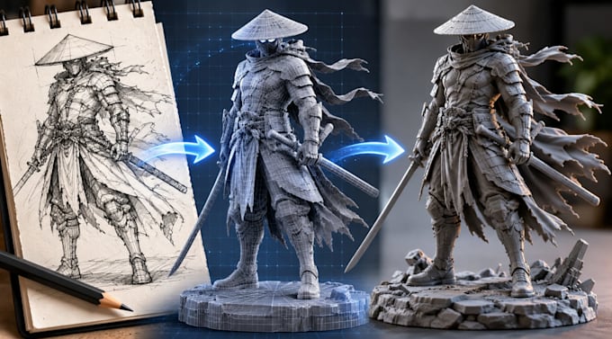 create a 3d printable stl model from your sketch, image, or concept