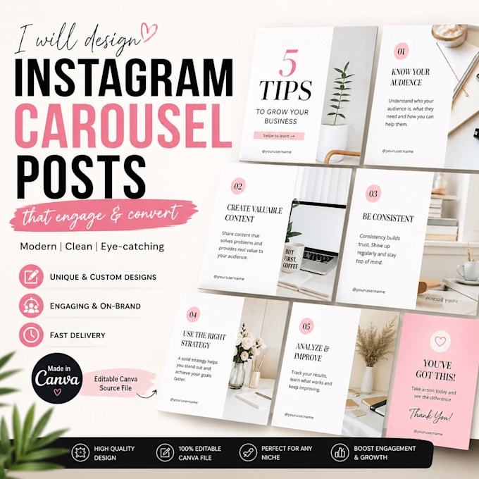 create modern instagram carousel posts design in canva