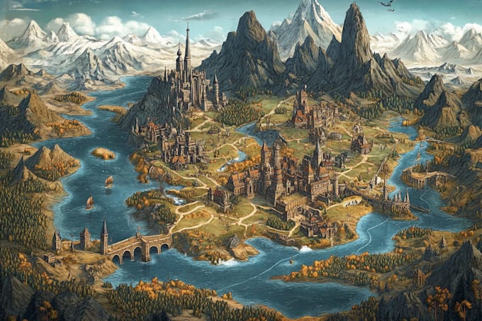 design a unique vector map, realistic or fantasy