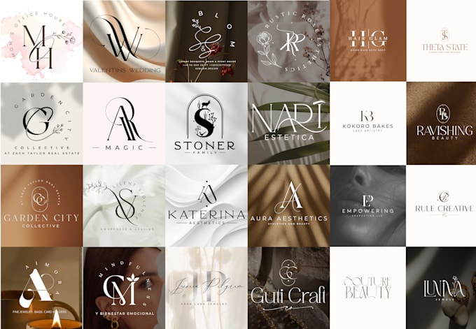 create feminine initial monogram boho logo