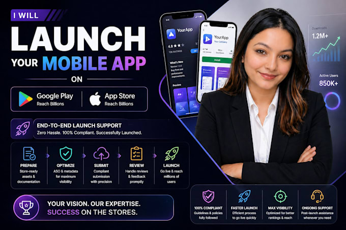 launch your mobile app on play store and app store