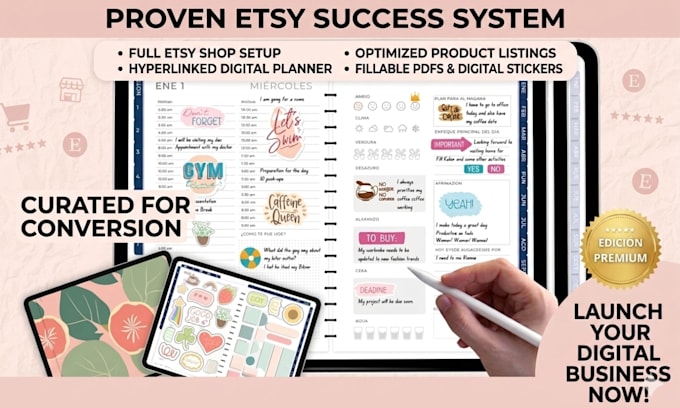 etsy hyperlinked planner etsy shop setup digital products planner fillable pdf