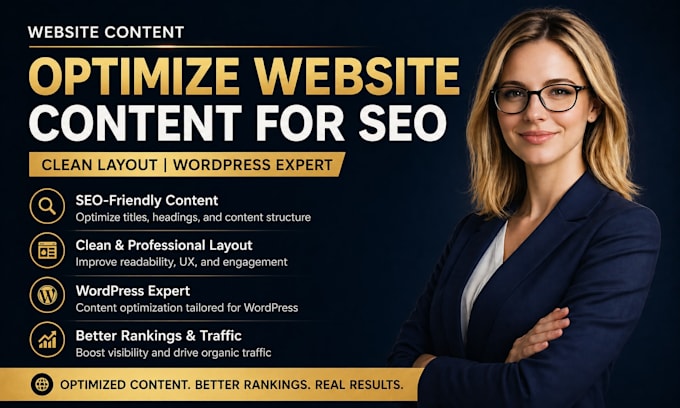 upload format optimize website content for SEO clean layout wordpress expert