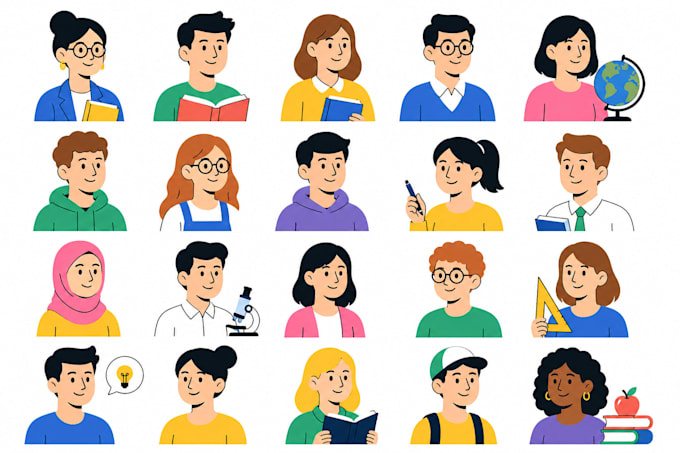 create minimalist flat characters or avatars