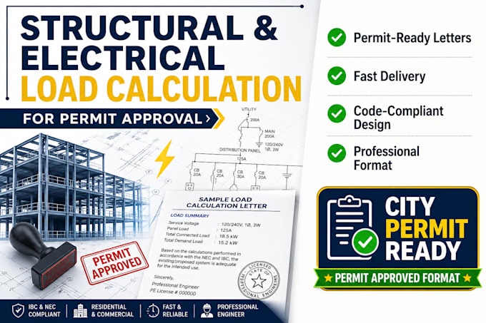 provide structural and electrical load calculation letter for permits