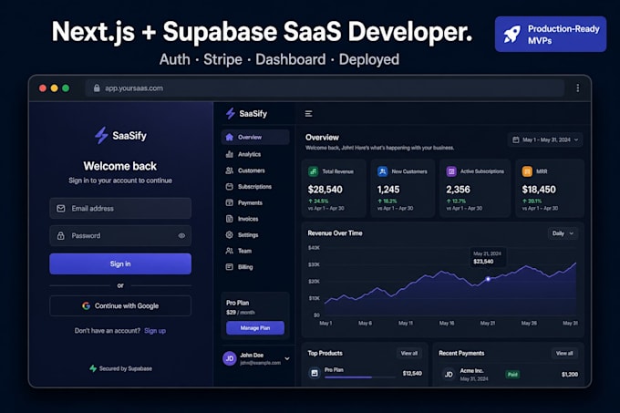 Build your saas mvp or next js supabase web application by ...