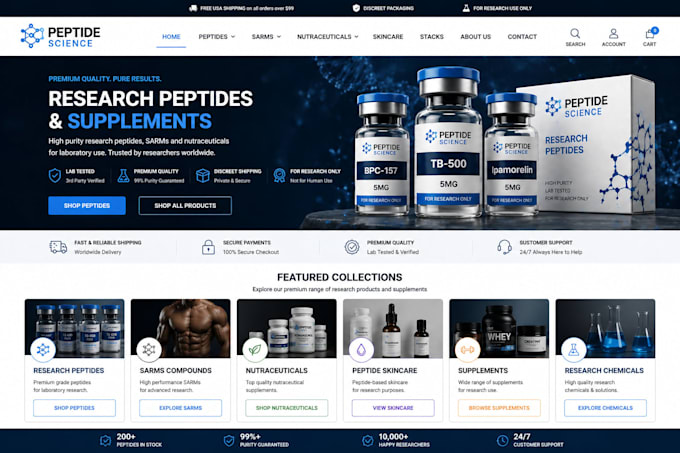 design peptide website supplement website research peptide nutraceutical website
