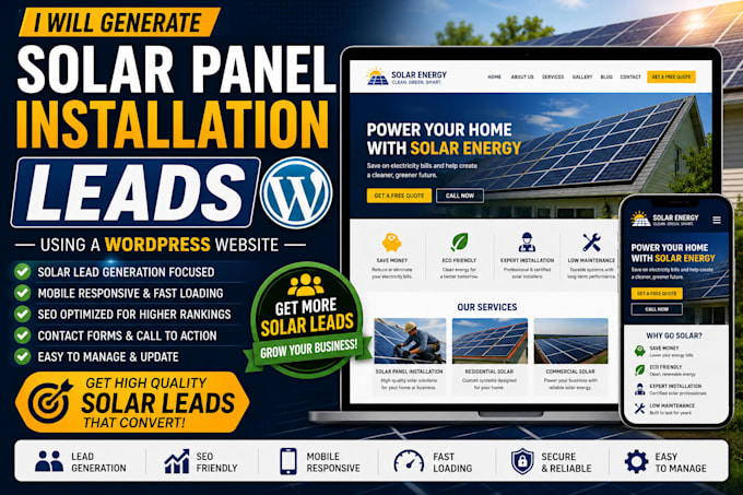 generate solar panel installation leads using wordpress website