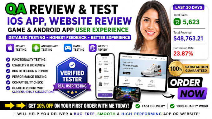 qa review and test ios app, website review, game and android app user experience