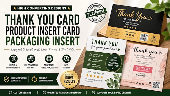 design amazon thank you card product insert and packaging insert
