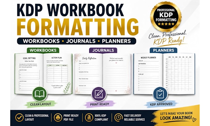 format KDP workbook, journal and planner for amazon