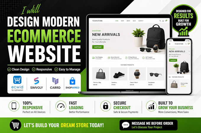 design responsive ecommerce website with ecwid simvoly carrd shopwired