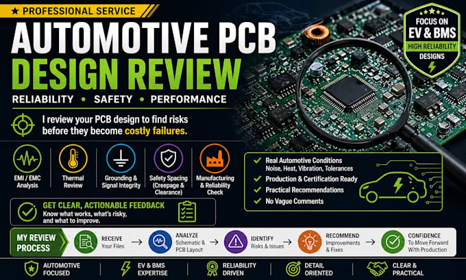 Review automotive pcb design for reliability, emi production readiness ...