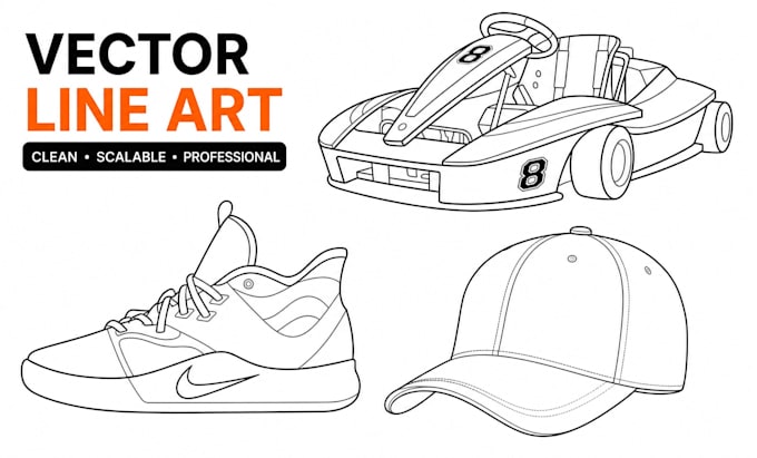 create vector line art drawing for instruction manuals, user guide and uspto