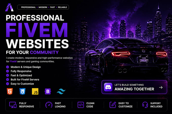 create a modern fivem server website or gaming community website