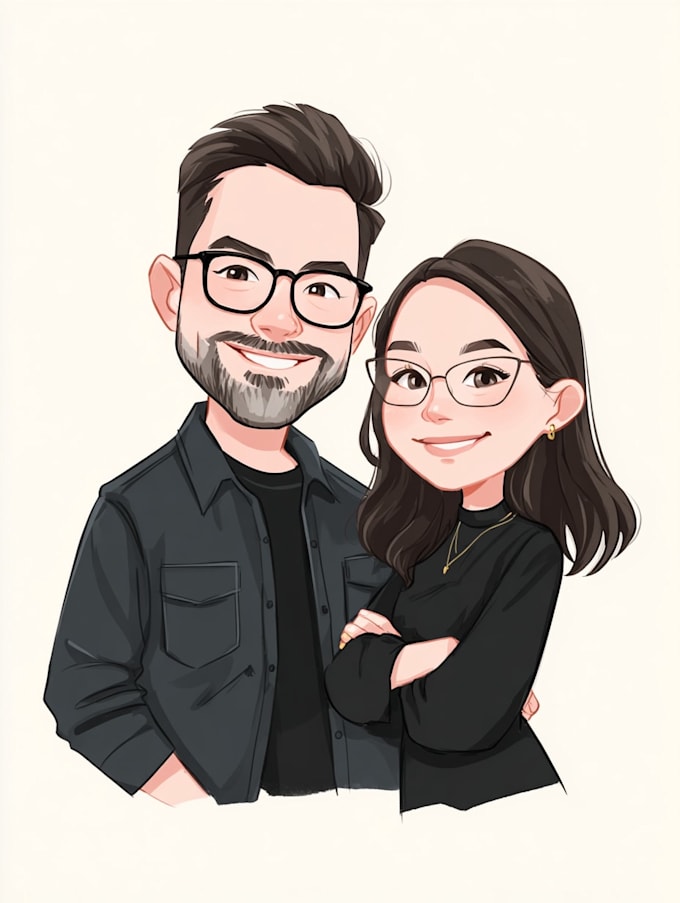 create professional caricatures for couples or wedding gift