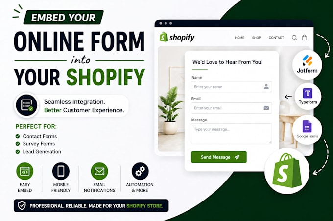 embed into your online form into your shopify