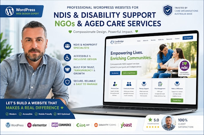 build customize wordpress ngo ndis provider disability support donation website