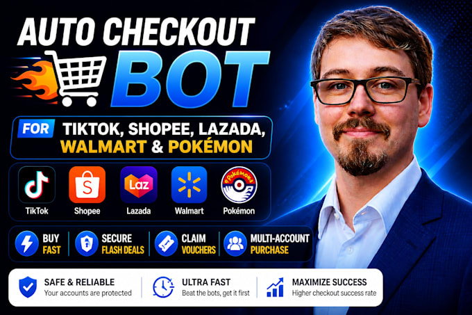 monitoring bot, auto checkout bot, lazada buying bot, pokémon center bot