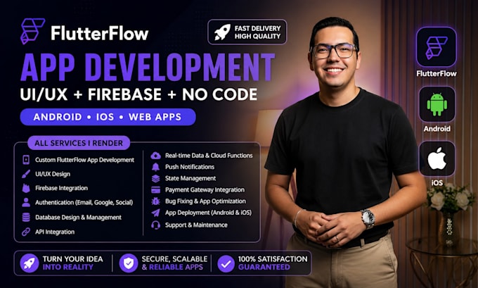 build flutterflow app ui ux firebase mobile app builder no code android ios app