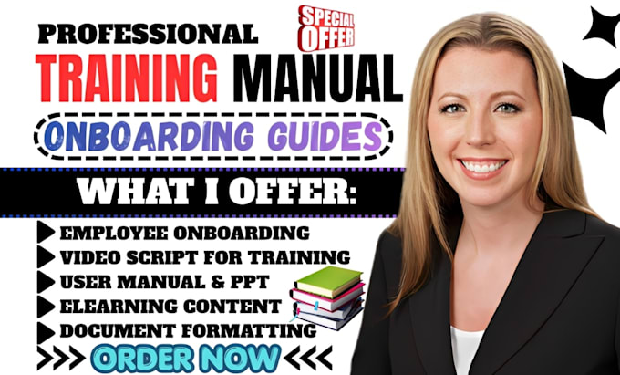 create training manual, employee onboarding, sops and elearning course