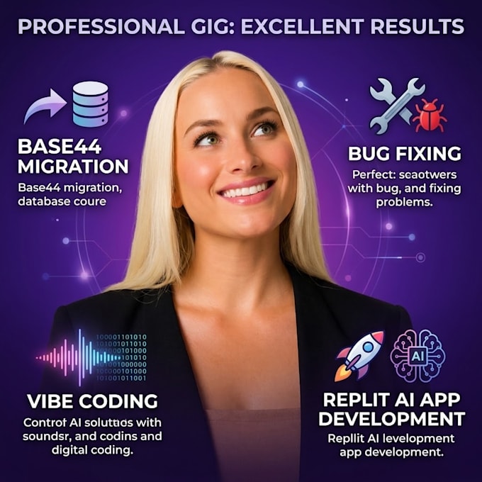 do base44 migration, bug fixing, vibe coding, and replit ai app development