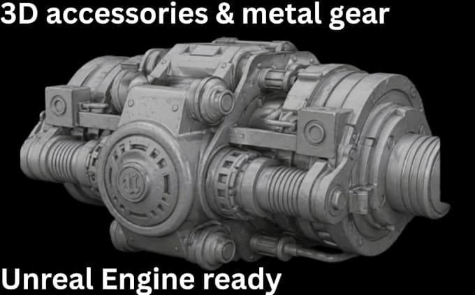 create 3d accessories metal gear for unreal engine assets hard surface model