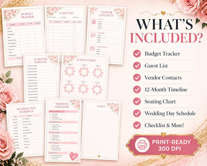 design a custom wedding planner printable PDF