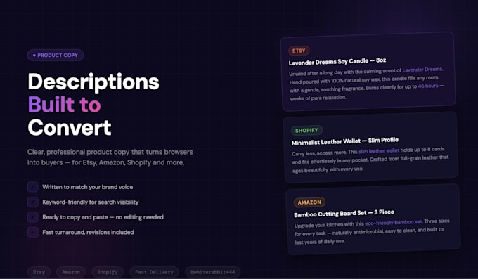 write product descriptions built to sell