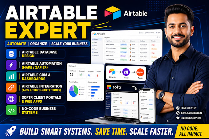 be airtable expert, airtable automation, nocodedb, integration softr web app